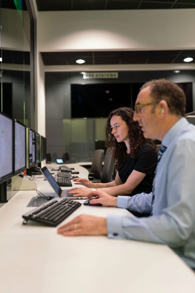 Engineers using a simulator, an example of digital twin technology in education and training