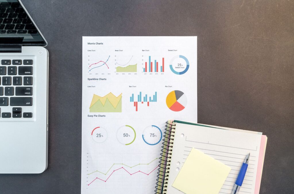 Printed charts and a notebook used to review XR learning outcomes